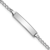 14k White Gold Polished Semi-Solid Chain/Solid Plate Cuban Link 20.5x4.5mm Plate 7 inch ID Bracelet